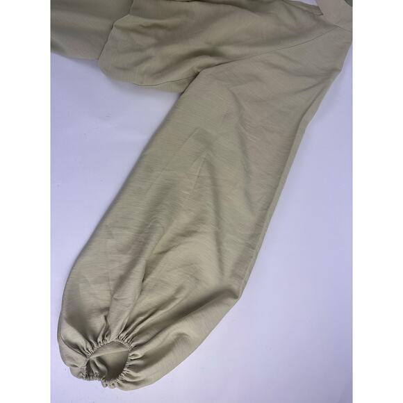 NWOT Asos Designs Size 12 High Neck Plunge Maxi Dress Blouson Sleeves Soft Green - Picture 13 of 13